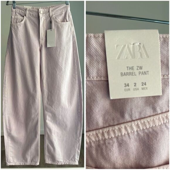 ZARA HIGH WAIST BARREL JEANS ZW COLLECTION - Picture 1 of 9